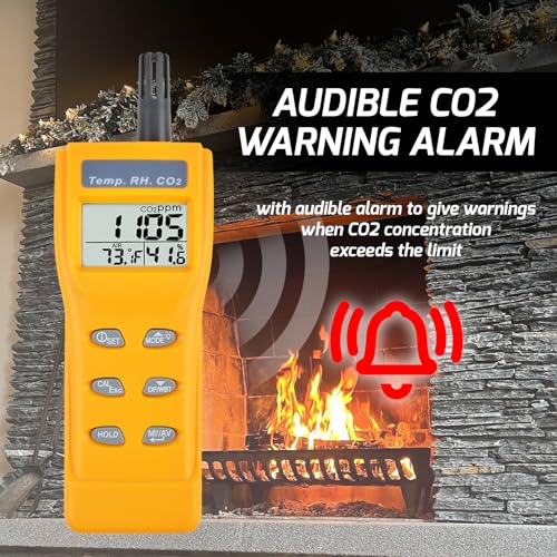 Gain Express A017755 Co2 Meter Air Quality Monitor Handheld Co2 Monitor 0~9999Ppm Measurement Carbon Dioxide Temperature Humidity Detector Ndir Sensor Indoor Outdoor Air Quality Tester thumb #4