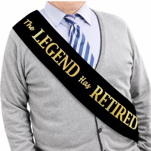 JPACO The Legend Has Retired Sash – Elegant Black and Gold Foil Legendary Sash for Both...