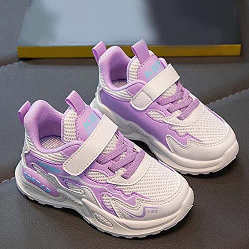 Betadog Fashion All Children Sports Girls Flat Lightweight Mesh Breathable and Comfortable Solid Hook Size 13 Girls Tennis Shoes (Purple, 2 Big Kids)4