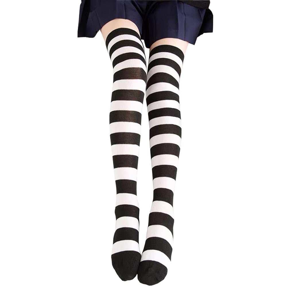 Striped Thigh High Socks Over Knee Stockings for Women Girls