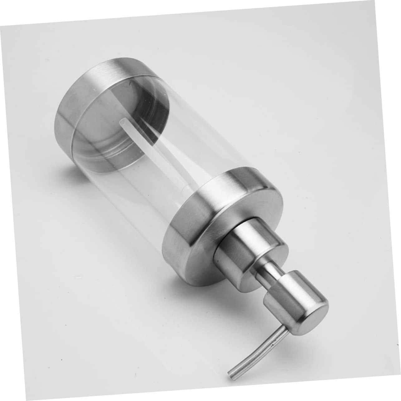 2 Stück 350ml Seifen Pumpspender aus Edelstahl und Acryl | Silber, Nachfüllbar und Wiederverwendbar, für Bad und Küchenarbeitsplatte