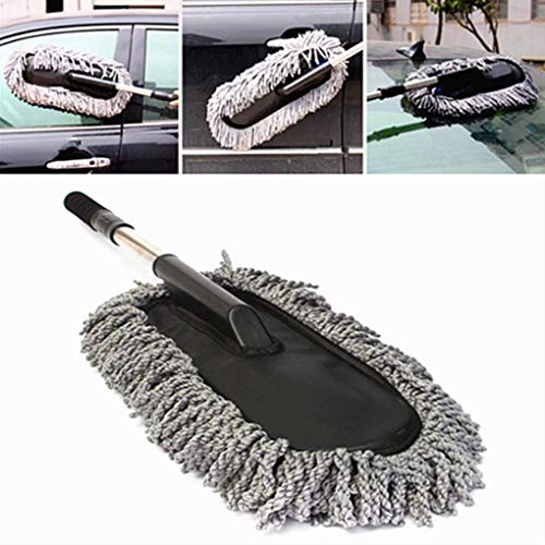 Image of Microfiber Flexible Car Cleaner Washable Duster, Car Wash Dust Wax Mop Car Duster with Handle and Grip (Multi)