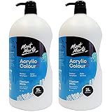 Mont Marte Discovery School Acrylic Paint, Titanium White, 1/2 Gallon (2 Liter).2 Pack Ideal for Stu