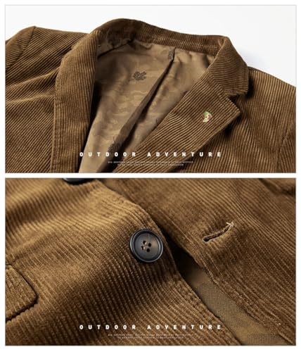Men's Corduroy Blazer Solid Casual Suit Jacket Two Button Lapel Slim Fit Sport Coat4