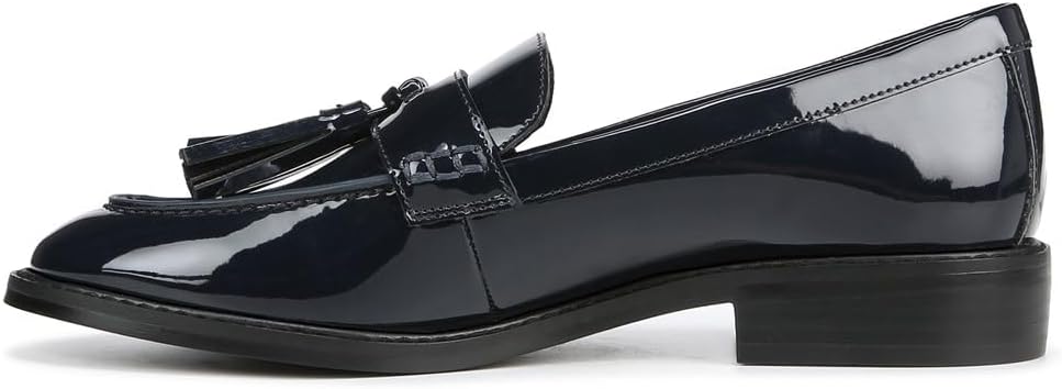 Franco Sarto Womens Carolynn Slip On Tassel Loafers Navy Patent 9 M