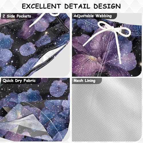 Pigsaly Boys Swim Trunks Dark Purple Lilac Gradient Flower Boys Board Shorts Swimsuit Swimwear Summer Bathing Suit 5T3