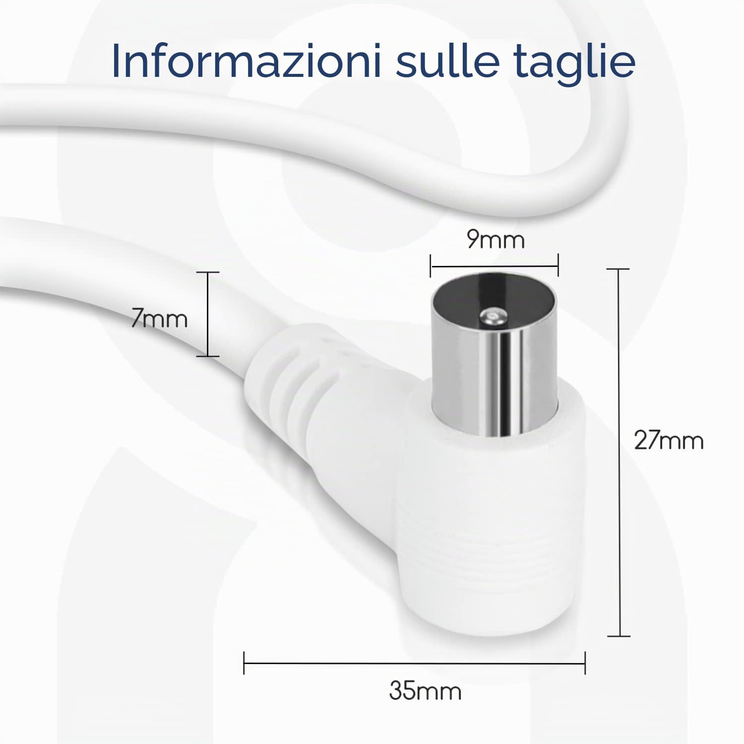 Aigostar - Cavo coassiale per antenna, cavo TV Full HD, angolo 90 gradi, supporta DVB-T, DVB-S, DVB-C, DVB-S2 e HDTV, per TV e radio, bianco, 3 m