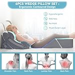 Kingfun 6pcs Orthopedic Bed Wedge Pillow Set for Sleeping, Memory Foam for Sleeping,Breathable Triangle Pillow Wedge, Post Surgery Memory Foam for Back, Leg Pain Relief, Sitting - Image 5