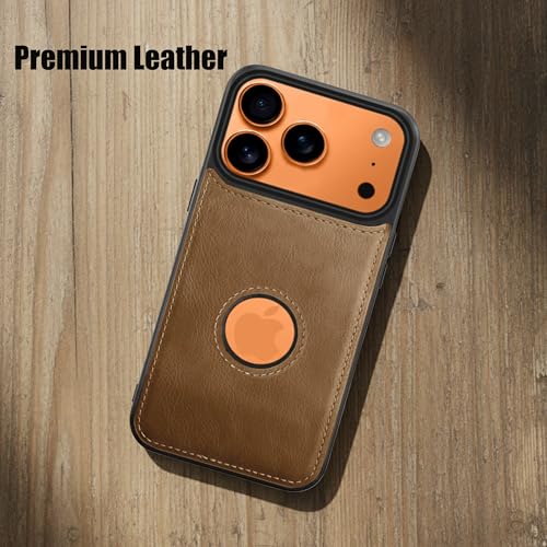 Image of Leather Case for Apple iPhone 17 Pro Premium Protective Stylish Slim Cover with Shockproof Raised Edges Brown