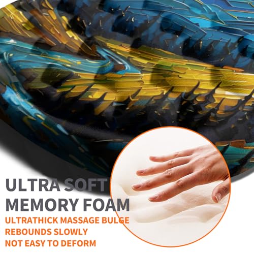 Image of Ergonomic Joint Wrist Support Mouse Pad with Memory Foam Cushion Massage Bump, Carpal Tunnel Pain Relief Mousepad Slope Design for Wrist Rest, 11.8x7.9 in, Starry Night