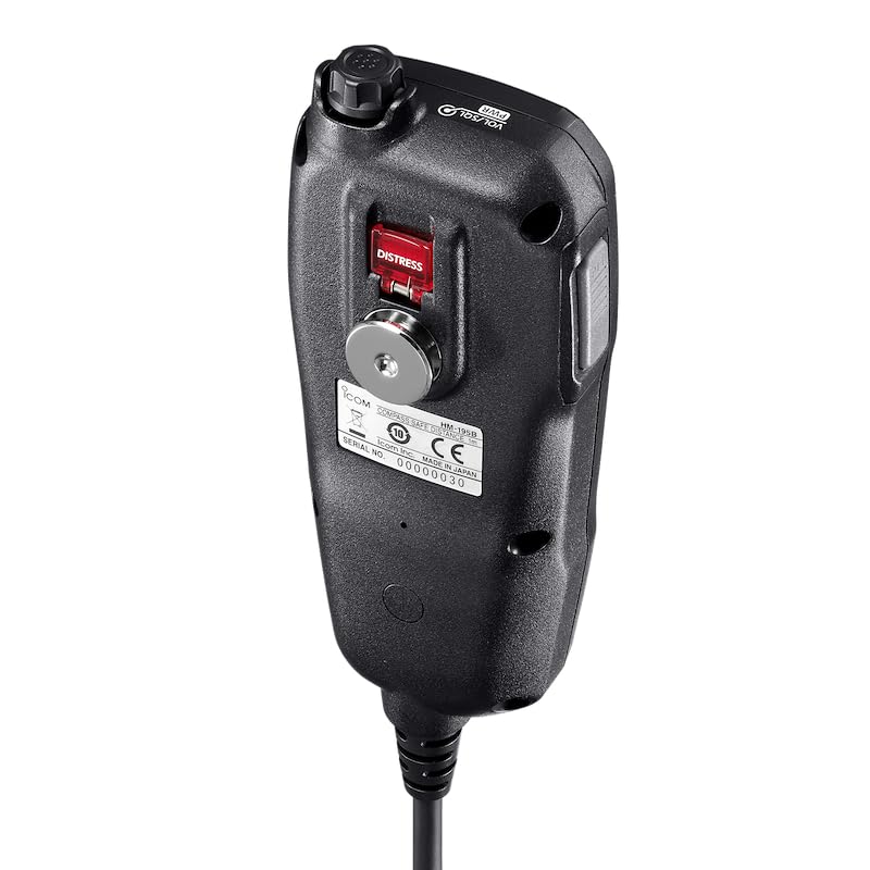 VHF Radio Handset Dot Matrix Display IPX7 Rating Waterproof Black with White Backlight/ 20 Foot Cable/Microphone Hanger/DC Power Cable/Mounting Base