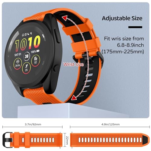 Bracelet de montre 22mm Garmin Forerunner 255 silicone étanche noir sport - 4