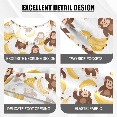 Orangutan Banana Pattern Summer Cute Pajama Sets, Short Sets for Daily Wears and Sleep Wears4