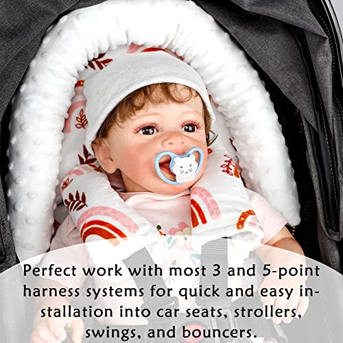 Image of Pea Pod Infant Car Seat Insert, Baby Car Seat Head Support for Newborn Reversible Car Seat Cushion Padding Fits for Stroller, Baby Swing, Bouncer - Dots, Rainbow