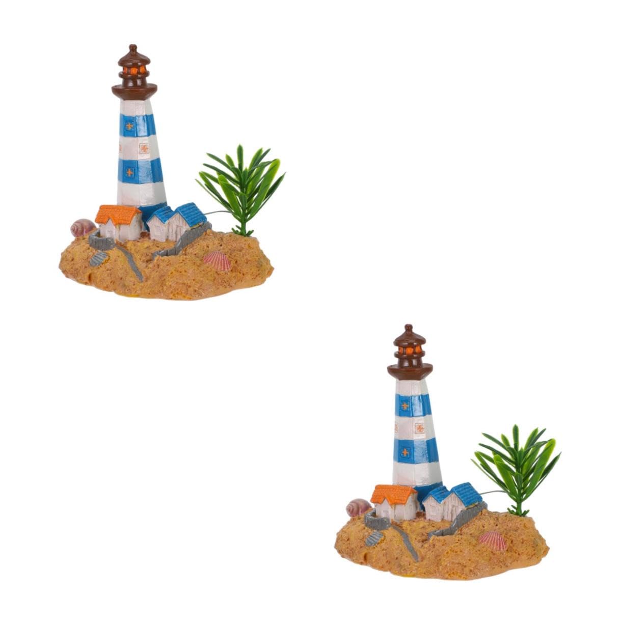 OUNONA 2 Pezzi Di Ornamenti Per Acquario Decorazione Acquatica Per Acquario Decorazione Costiera Ornamento Da Tavolo Per Acquario Castello Faro Nautico Acquari A LED Ornamento