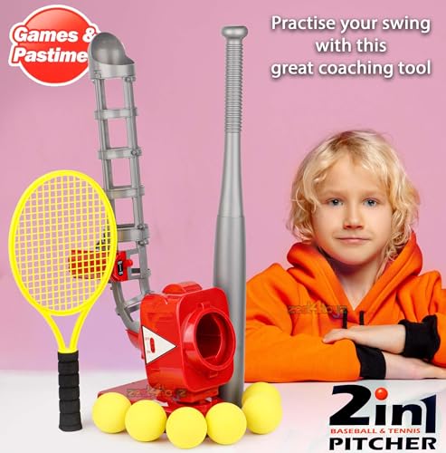 Image of Zest 4 Toyz Baseball Pitcher for Kids Electronic Pitching Machine Toy with Bat, 5 Soft Balls, Outdoor Batting Practice Sports Game for Boys & Girls Age 3+ | Birthday Gift (Btry Included)