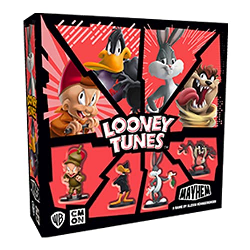 CMON Looney Tunes Mayhem - Juego de mesa | Juego de estrategia basado en la serie de televisión The Hit | Juego de combate basado en equipos para adultos y niños | A partir de 10 años | 2-4 jugadores