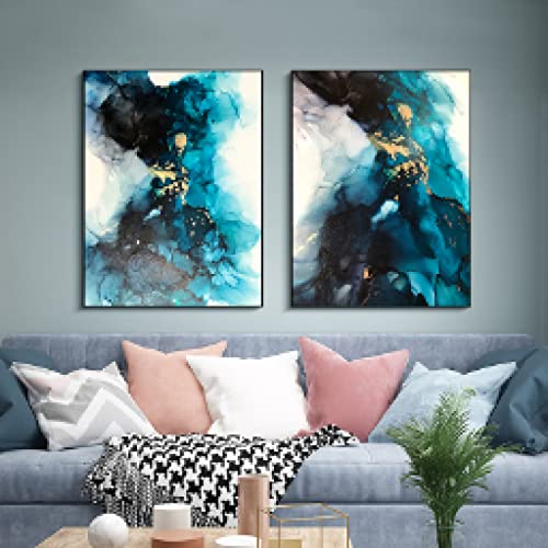 Peinture abstraite bleue dsdsgog transformez votre salon avec deux toiles modernes 30x40cm