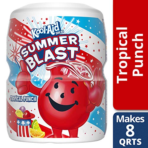 Image of Kool-Aid Drink Mix, Tropical Punch, Powdered, Pack of 4 | Sugar-Sweetened | 19 oz Canister | Summer Blast