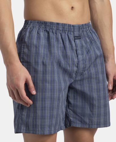 Image of Jockey 1223 Men Super Combed Mercerized Cotton Woven Checkered Boxer Shorts with Side Pocket (Pack of 2, Colors & Prints May Vary)