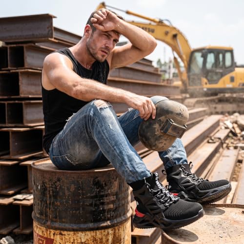 Image of Steel Toe Work Boots for Men Slip on Chelsea Boot with Kevlar Anti-Puncture Sole, ASTM F 2412-24, Men's Industrial & Construction Shoes, Non-Slip Safety Shoes