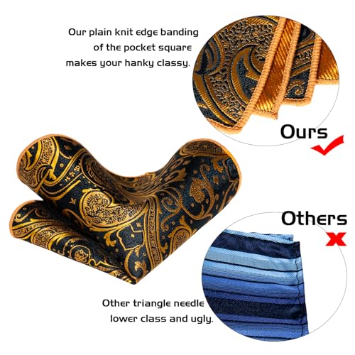Image of 5PCS Mens Silk Tie, Pocket Square, Cufflinks, Drilled Tie Ring and Lapel Pin Set for Wedding Groom Party