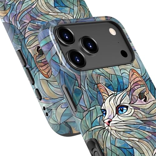 Image of Goodon for iPhone 17 Pro Case Cute - Wireless Charging Compatible - Dual-Layer Hard Shell + Silicone Cover - Protective Phone Case with Trendy Designs for Women - an Abstract Ragdoll Cat