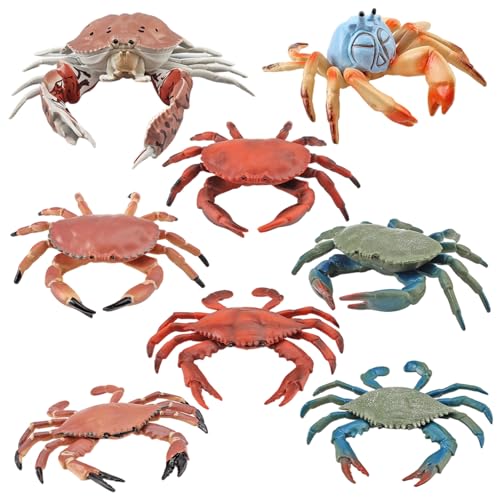 Cndiyald Figuras de Cangrejo 8 Piezas realistas de PVC Juguetes de Animales Marinos para niños Juego Educativo