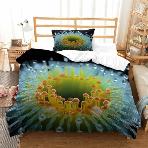 Parure de lit plante verte 135x200cm housse de couette 3D IOFEER