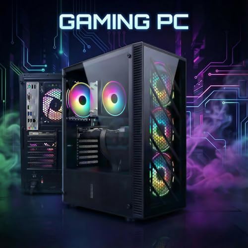 Image of STGAubron Gaming PC Computer Desktop,AMD Ryzen 5 5500 up to 4.2GHz, Radeon RX 580 8G, 16G DDR4, 512G SSD, WiFi 6 5G & BT 5.2, RGB Fan x4, Windows 11 Home