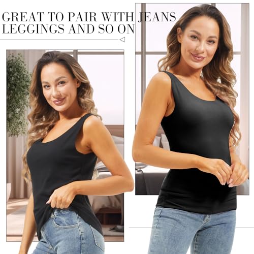 Image of Toulite 4 Pcs Thermal Tank Tops Women Underwear Tops Sleeveless Undershirt for Women Cotton Camisole Warm Base Layer