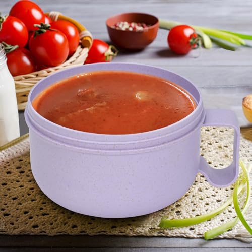 Image of Unbreakable Microwave Soup Mugs with Lids and Handles,Microwave Ramen Bowl with Lid for Soup and Instant Noodles,Oatmeal, Gumbo, Salad,BPA Free (Lavender Purple)