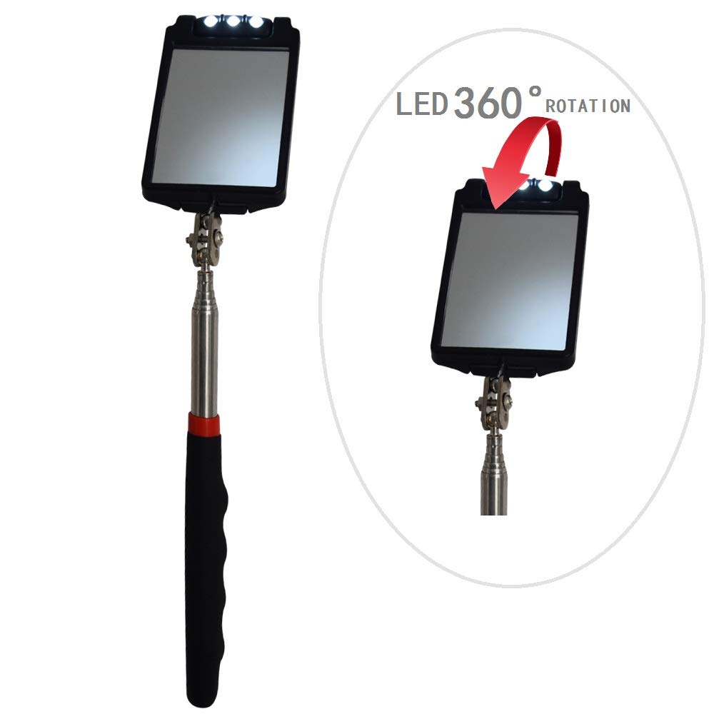 Buy HARDK Telescoping Inspection Mechanics Mirror LED Lighted
