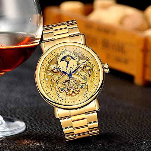 Mens Watches Mechanical Automatic Watch Luxury Stainless Steel Waterproof Skeleton Dial Wrist Watches for Men