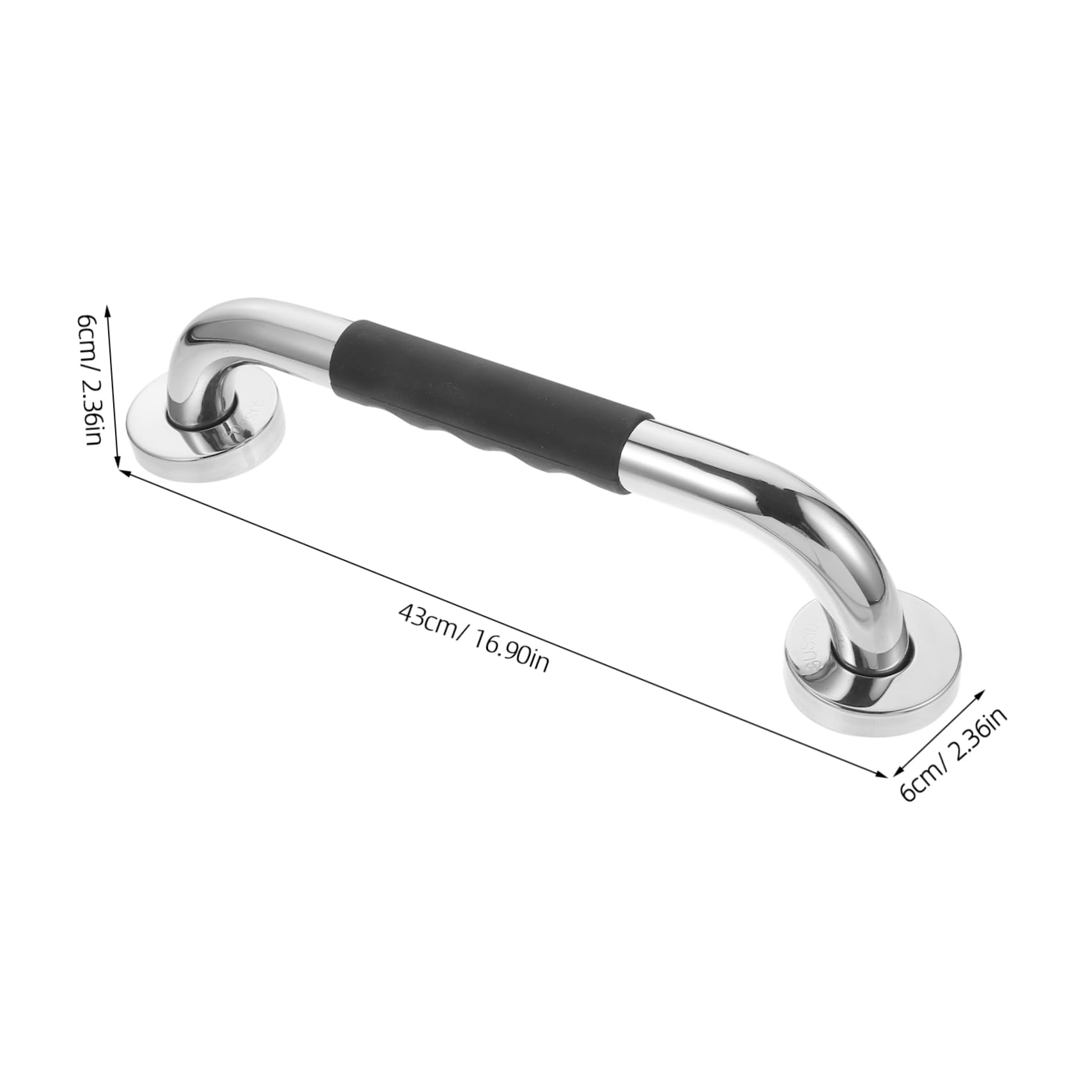 Beavorty 2 Piezas Barra de Asidero Antideslizante Inoxidable y Silicona para Baño Soporte Seguro para Personas Mayores y Discapacitados Pack