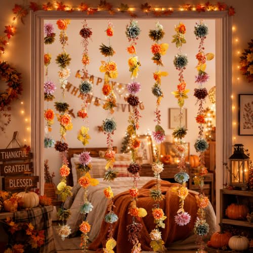 Image of Suncalla 2 Pcs 6.6 ft Artificial Flower Garland Floral Backdrop Arch Fairy Flower Hanging Ceiling Colorful Garland for Wedding Bridal Shower Baby Shower Tea Birthday Backdrop Wall Decor(Bright Color)