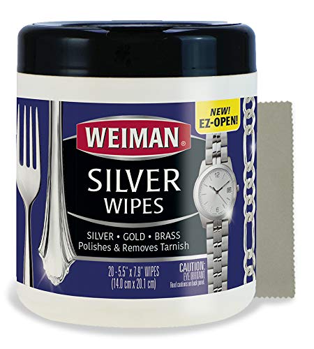 Weiman Jewelry Polish Cleaner and Tarnish Remover Wipes - 20 Count with Polishing