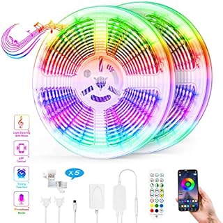 30M LED Strip Light with Remote -- (5 Corner connectors Included) -- Long LED Lights for Bedroom with Bluetooth Remote App Controller, Dimmable, Cuttable, Flexible