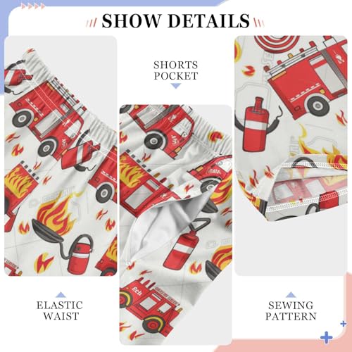 Pajama Bottoms, Fire Trucks Pattern Pajamas Pant Lounge Wear Sleep Long Pants Casual Sleepwear PJS4