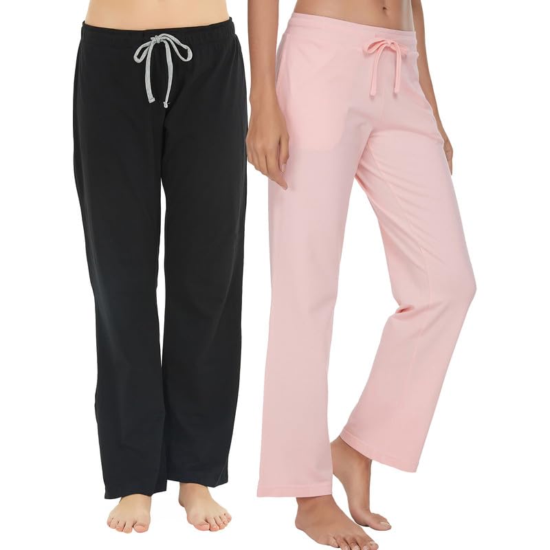 Image of U2SKIIN 2 Pack Pajama Pants for Women Soft, Cotton Comfortable Womens Lounge Lightweight Sleep Pj Bottoms