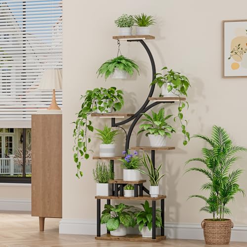 Bacekoll BK240125 Plant Stand Indoor With Grow Lights, 8 Tiered Indoor Plant Shelf, 62 Inch Tall Plant Stand For Indoor Plants Multiple, Metal Plant Flower Holder, S-Shaped Plant Rack thumb #7