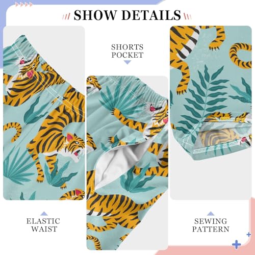 Wild Tigers Roar Boys Long Pants Soft Trousers Elastic Waist Kids Lounge Bottoms with Pockets S-XL4