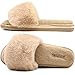 COFACE Pantoufles d'hiver pour Femme, Chaussons pour la Maison, Peluche Fourrure Antidérapantes Bout Ouvert - 37 EU - beige fourrure