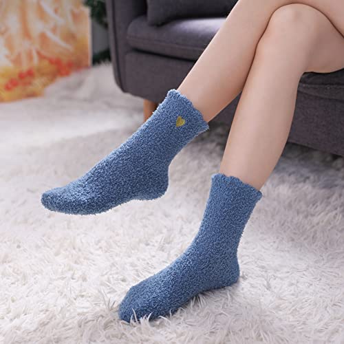 Image of CHOWISH Womens Fuzzy Slipper Socks Super Soft Microfiber Fluffy Cozy Winter Warm Fuzzy Crew Socks