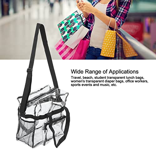 Large Capacity Transparent Pvc Clear Tote Bag Cold Proof Hand Bag For Travel Shopping Beach (Black)4