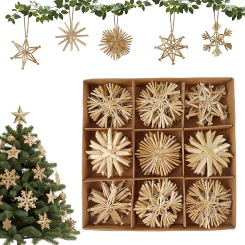 36 Stück Strohsterne Set 6cm Baumschmuck Weihnachtsdekoration...