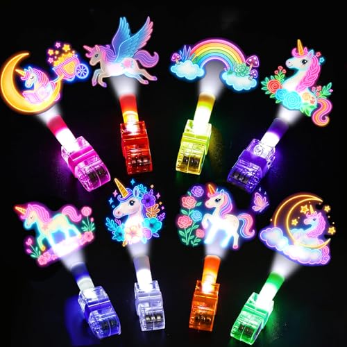 24PCS Unicorn Party Favors Finger Lights 8 Designs Light Up Finger Lights for Birthday Party Favors Goodie Bag Stuffers Bulk Party Favors Light Up Party Favors for Gamer Birthday Decorations