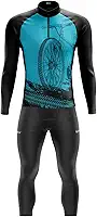 Conjunto Ciclismo Masculino Manga Longa + Calça Gel MPRO – Proteção UV, Compressão e Bolsos para MTB Speed Cicloturismo Bike Roda Azul