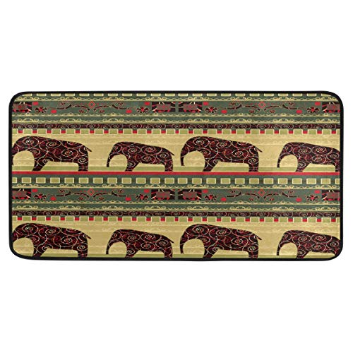 ISAOA Afrikanischer Elefanten-Küchenteppich, rutschfest und maschinenwaschbar, Fußmatte, Läufer, Teppich für Heimdekoration Cover
