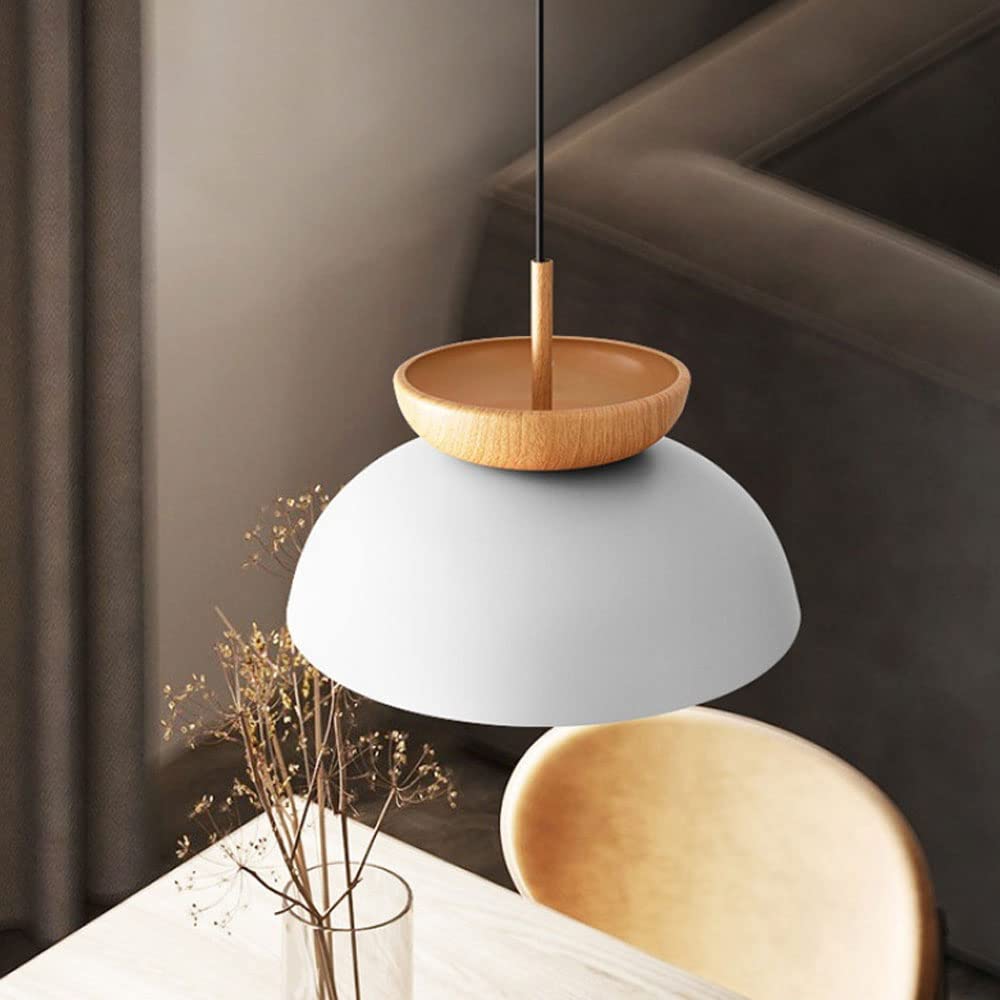 Nordic Chandelier Japanese Style Log Restaurant Lamp Single Head Bedside Bedroom Bar Homestay Small Pendant Lamp Modern Minimalist Dining Lamp Black White Hanging Light